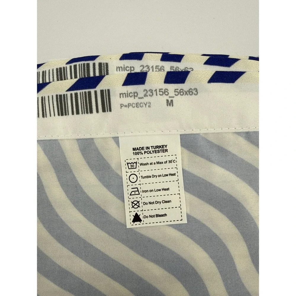 Ambesonne Window Curtains 2-Panel Set Blue White Wavy Stripe 56x63 Rod Pocket